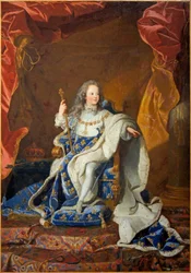 Officieel portret van Lodewijk XV in kroningskostuum